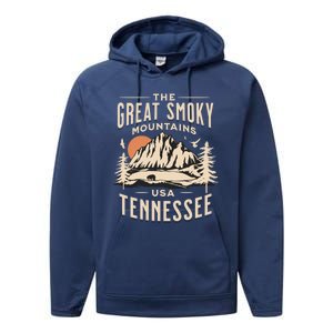 Great Smoky Mountains National Park Tennessee Hike Outdoors Cool Gift Performance Fleece Hoodie