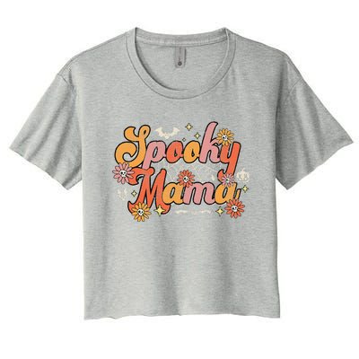 Groovy Spooky Mama Retro Halloween Ghost Witchy Spooky Mom Women's Crop Top Tee