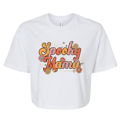 Groovy Spooky Mama Retro Halloween Ghost Witchy Spooky Mom Bella+Canvas Jersey Crop Tee