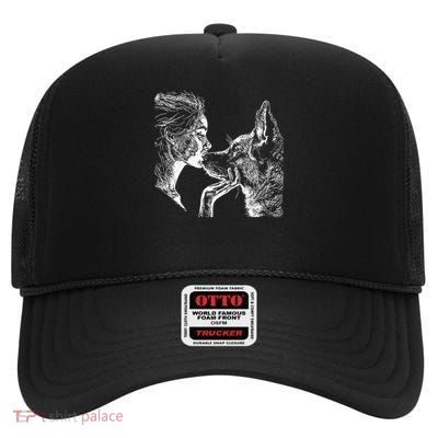 German Shepherd Mom Dog Art Lover Mother's Day High Crown Mesh Back Trucker Hat