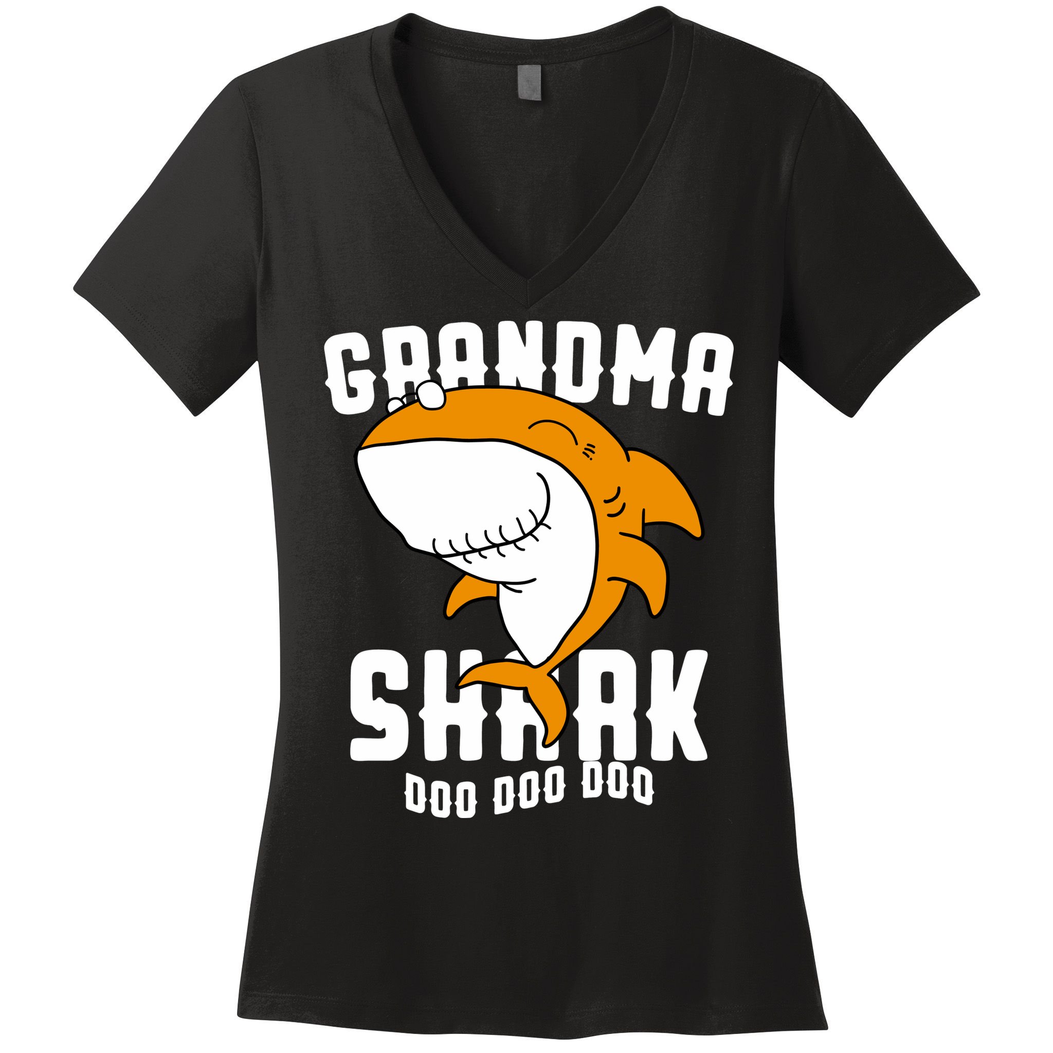 Grandma Shark Mommy Birthday Halloween Christmas Women's V-Neck T-Shirt
