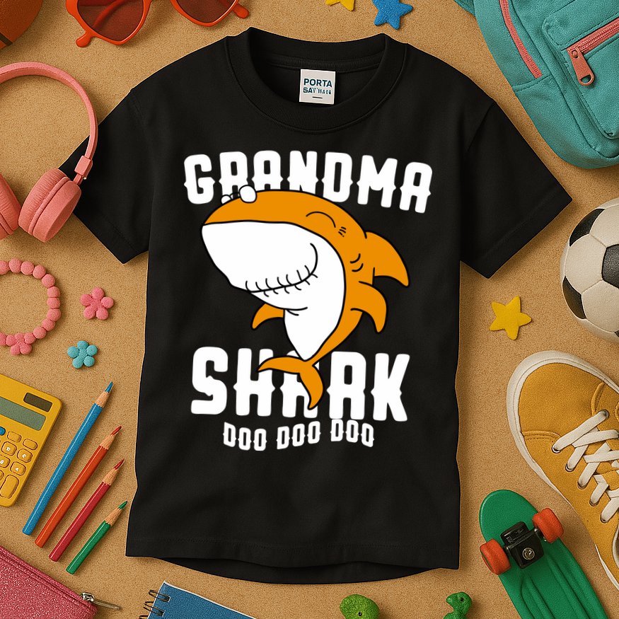 Grandma Shark Mommy Birthday Halloween Christmas Kids T-Shirt