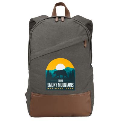 Great Smoky Mountains National Park Bear Hiking Souvenir Gift Cotton Canvas Backpack