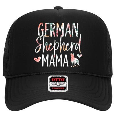 German Shepherd Mama Dog Lover for Mom Owner High Crown Mesh Back Trucker Hat