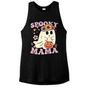 Groovy Spooky Mama Vibes Halloween Hippi Ghost Spooky Season Meaningful Gift Ladies PosiCharge Tri-Blend Wicking Tank