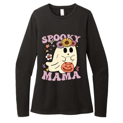 Groovy Spooky Mama Vibes Halloween Hippi Ghost Spooky Season Meaningful Gift Womens CVC Long Sleeve Shirt