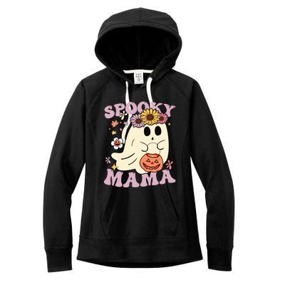 Groovy Spooky Mama Vibes Halloween Hippi Ghost Spooky Season Meaningful Gift Women's Fleece Hoodie