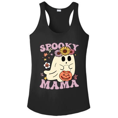 Groovy Spooky Mama Vibes Halloween Hippi Ghost Spooky Season Meaningful Gift Ladies PosiCharge Competitor Racerback Tank