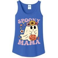 Groovy Spooky Mama Vibes Halloween Hippi Ghost Spooky Season Meaningful Gift Ladies Essential Tank