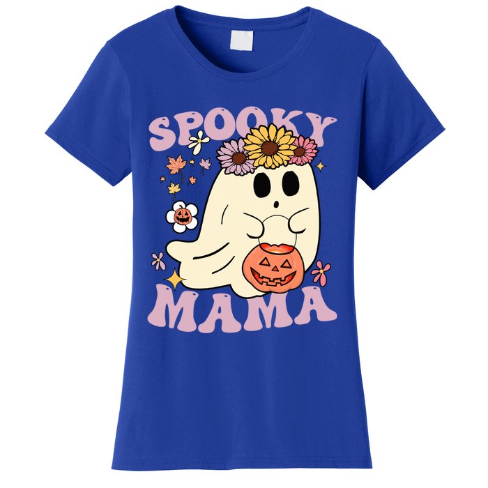 Groovy Spooky Mama Vibes Halloween Hippi Ghost Spooky Season Meaningful Gift Women's T-Shirt