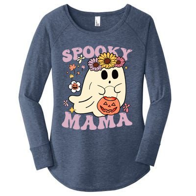 Groovy Spooky Mama Vibes Halloween Hippi Ghost Spooky Season Meaningful Gift Women's Perfect Tri Tunic Long Sleeve Shirt