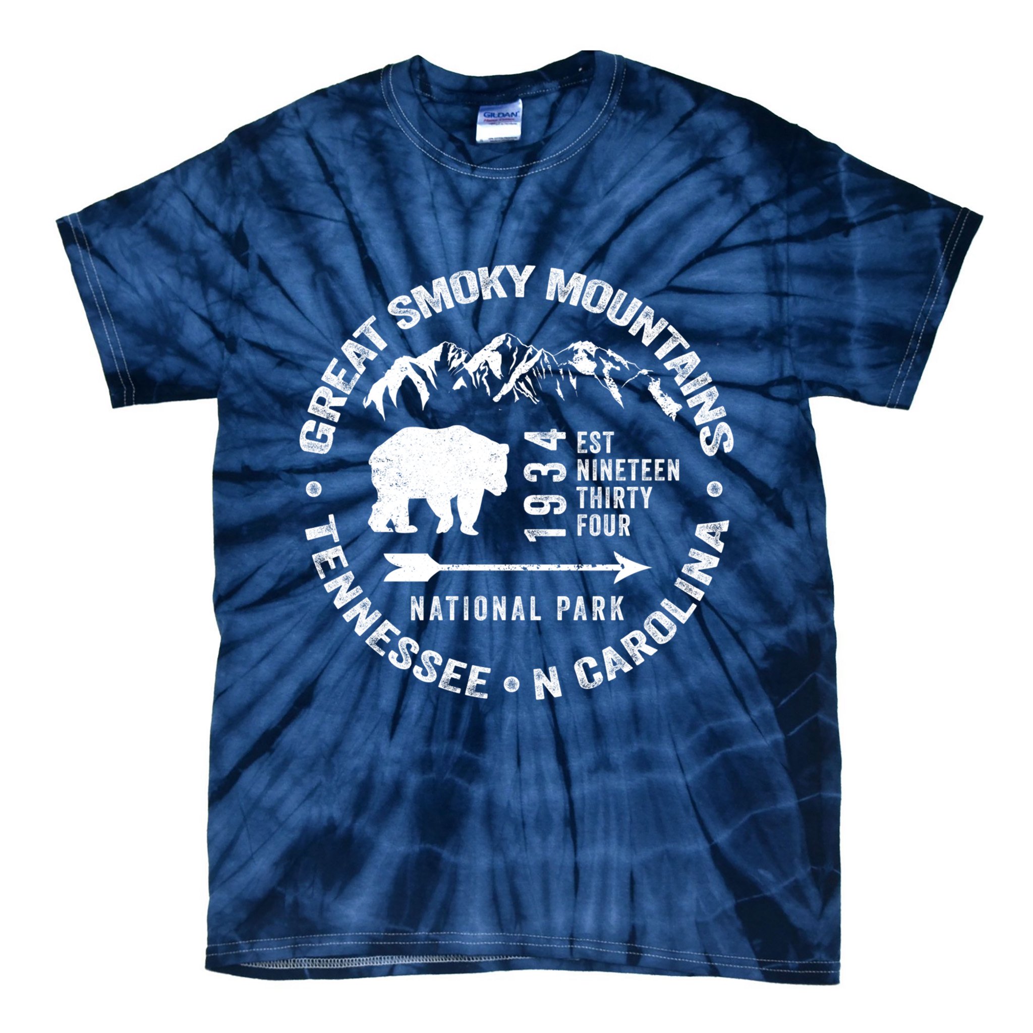 Great Smoky Mountains National Park NC TN Grunge Art Novelty Tie-Dye T-Shirt