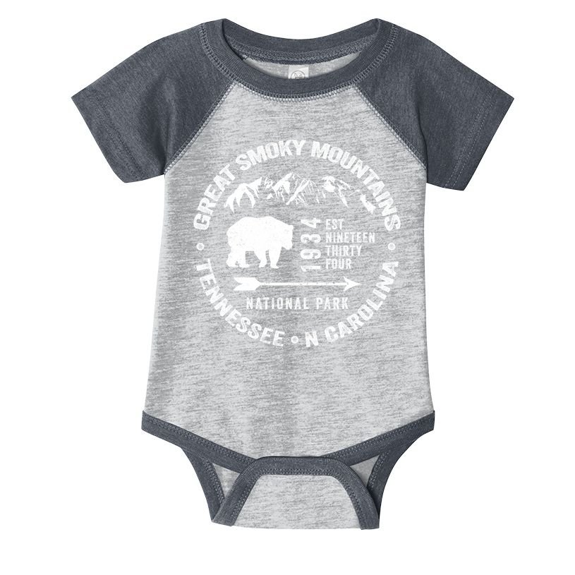 Great Smoky Mountains National Park NC TN Grunge Art Novelty Infant Baby Jersey Bodysuit