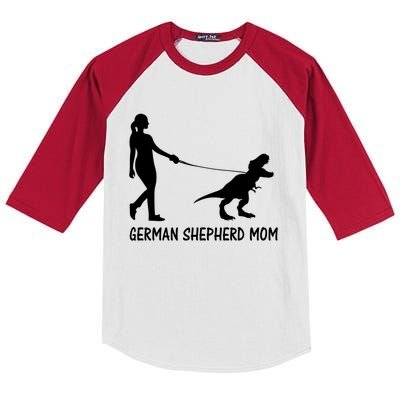 Ger Shepherd Mom Dinosaur Gsd Owners Trex Mother Funny Gift Kids Colorblock Raglan Jersey