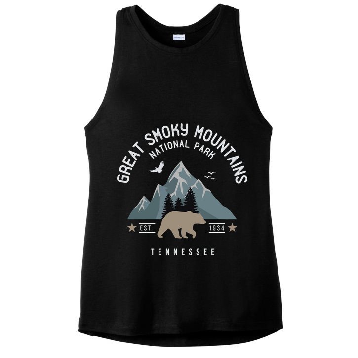 Great Smoky Mountains National Park Tennessee Camping Ladies PosiCharge Tri-Blend Wicking Tank