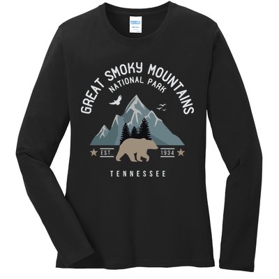 Great Smoky Mountains National Park Tennessee Camping Ladies Long Sleeve Shirt