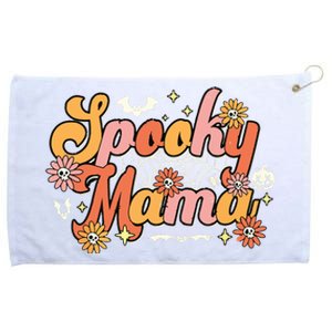 Groovy Spooky Mama Retro Halloween Ghost Witchy Spooky Mom Grommeted Golf Towel