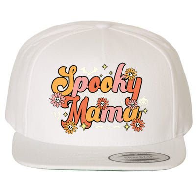 Groovy Spooky Mama Retro Halloween Ghost Witchy Spooky Mom Wool Snapback Cap