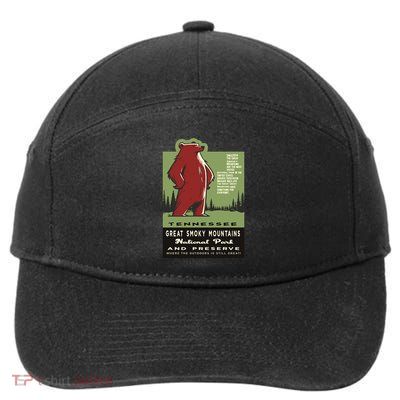 Great Smoky Mountains National Park Funny Bear Vintage 7-Panel Snapback Hat