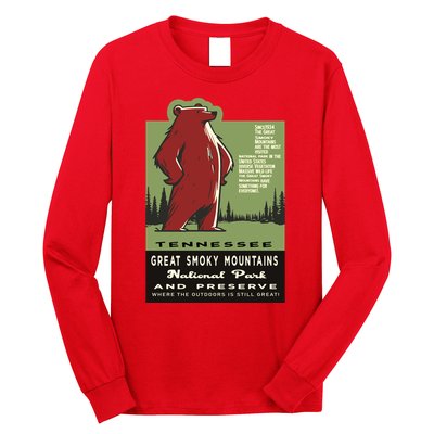 Great Smoky Mountains National Park Funny Bear Vintage Long Sleeve Shirt