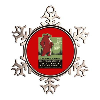 Great Smoky Mountains National Park Funny Bear Vintage Metallic Star Ornament