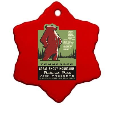 Great Smoky Mountains National Park Funny Bear Vintage Ceramic Star Ornament