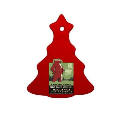 Great Smoky Mountains National Park Funny Bear Vintage Ceramic Tree Ornament