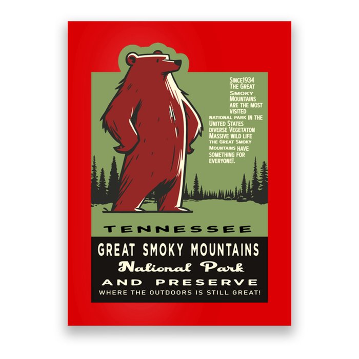 Great Smoky Mountains National Park Funny Bear Vintage Poster