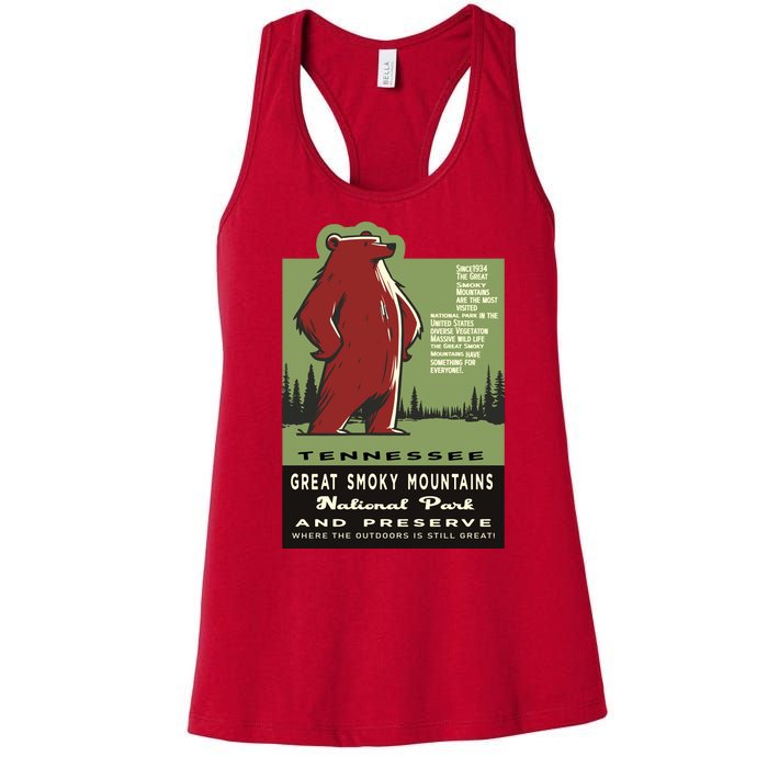 Great Smoky Mountains National Park Funny Bear Vintage Women's Racerback Tank