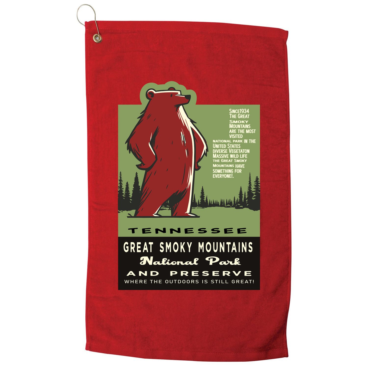 Great Smoky Mountains National Park Funny Bear Vintage Golf Towel