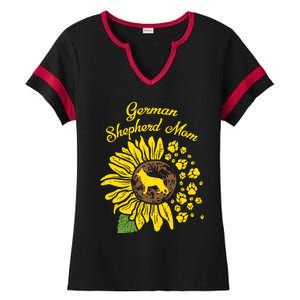 Ger Shepherd Mom Sunflower Paws K9 Dog Lover Owner Gift Ladies Halftime Notch Neck Tee