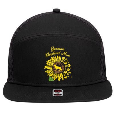 Ger Shepherd Mom Sunflower Paws K9 Dog Lover Owner Gift 7 Panel Mesh Trucker Snapback Hat