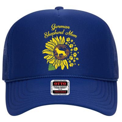 Ger Shepherd Mom Sunflower Paws K9 Dog Lover Owner Gift High Crown Mesh Back Trucker Hat