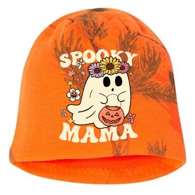 Groovy Spooky Mama Vibe Halloween Floral Ghost Spooky Season Gift Kati - Camo Knit Beanie