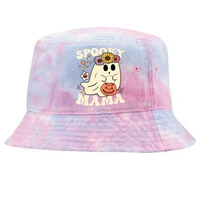 Groovy Spooky Mama Vibe Halloween Floral Ghost Spooky Season Gift Tie-Dyed Bucket Hat