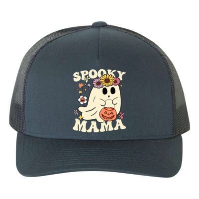 Groovy Spooky Mama Vibe Halloween Floral Ghost Spooky Season Gift Yupoong Adult 5-Panel Trucker Hat