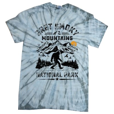 Great Smoky Mountains National Park Sunset Bigfoot Sasquatch Tie-Dye T-Shirt