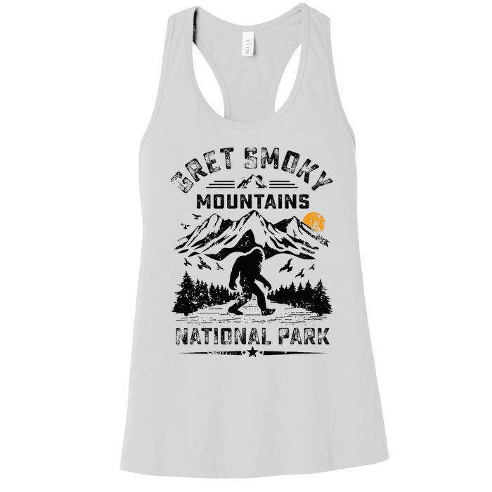 Great Smoky Mountains National Park Sunset Bigfoot Sasquatch Women's Racerback Tank