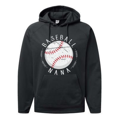 Grandmother Sports Nana Baseball Mother Performance Fleece Hoodie