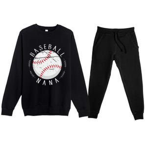 Grandmother Sports Nana Baseball Mother Premium Crewneck Sweatsuit Set