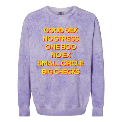 Good Sex No Stress One Boo No Ex Small Circle Big Checks Colorblast Crewneck Sweatshirt