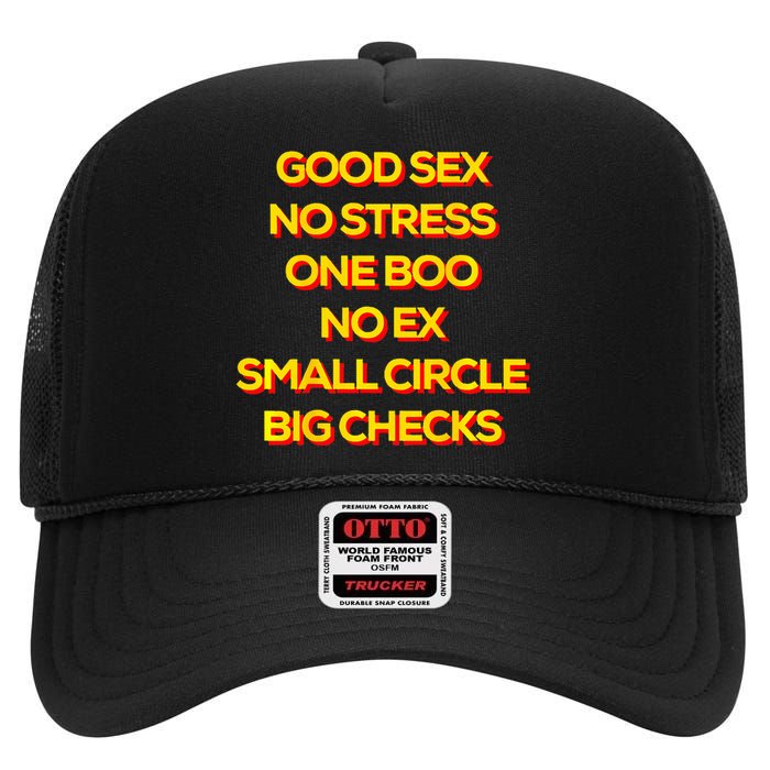 Good Sex No Stress One Boo No Ex Small Circle Big Checks High Crown Mesh Back Trucker Hat