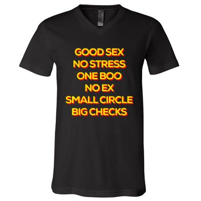 Good Sex No Stress One Boo No Ex Small Circle Big Checks V-Neck T-Shirt