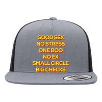 Good Sex No Stress One Boo No Ex Small Circle Big Checks Flat Bill Trucker Hat