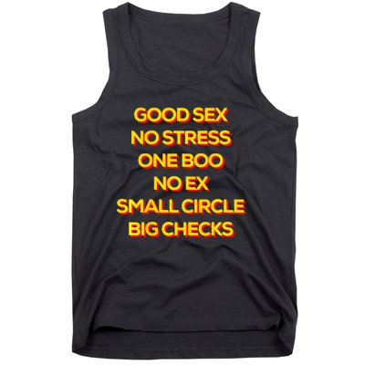 Good Sex No Stress One Boo No Ex Small Circle Big Checks Tank Top