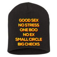 Good Sex No Stress One Boo No Ex Small Circle Big Checks Short Acrylic Beanie