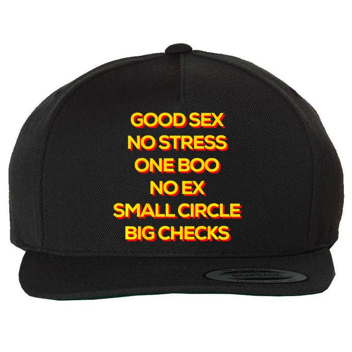 Good Sex No Stress One Boo No Ex Small Circle Big Checks Wool Snapback Cap