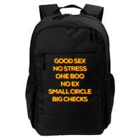 Good Sex No Stress One Boo No Ex Small Circle Big Checks Daily Commute Backpack