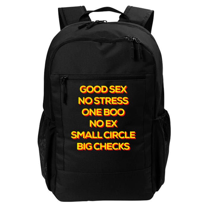 Good Sex No Stress One Boo No Ex Small Circle Big Checks Daily Commute Backpack