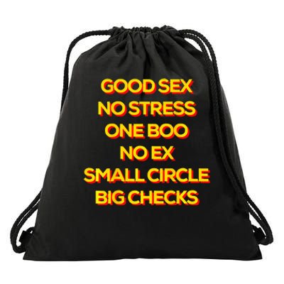 Good Sex No Stress One Boo No Ex Small Circle Big Checks Drawstring Bag